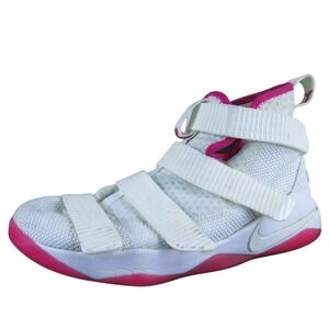 Nike LeBron Soldier 11 GS Girls 4.5 White Pink‎ Basketball Shoes Adjustable